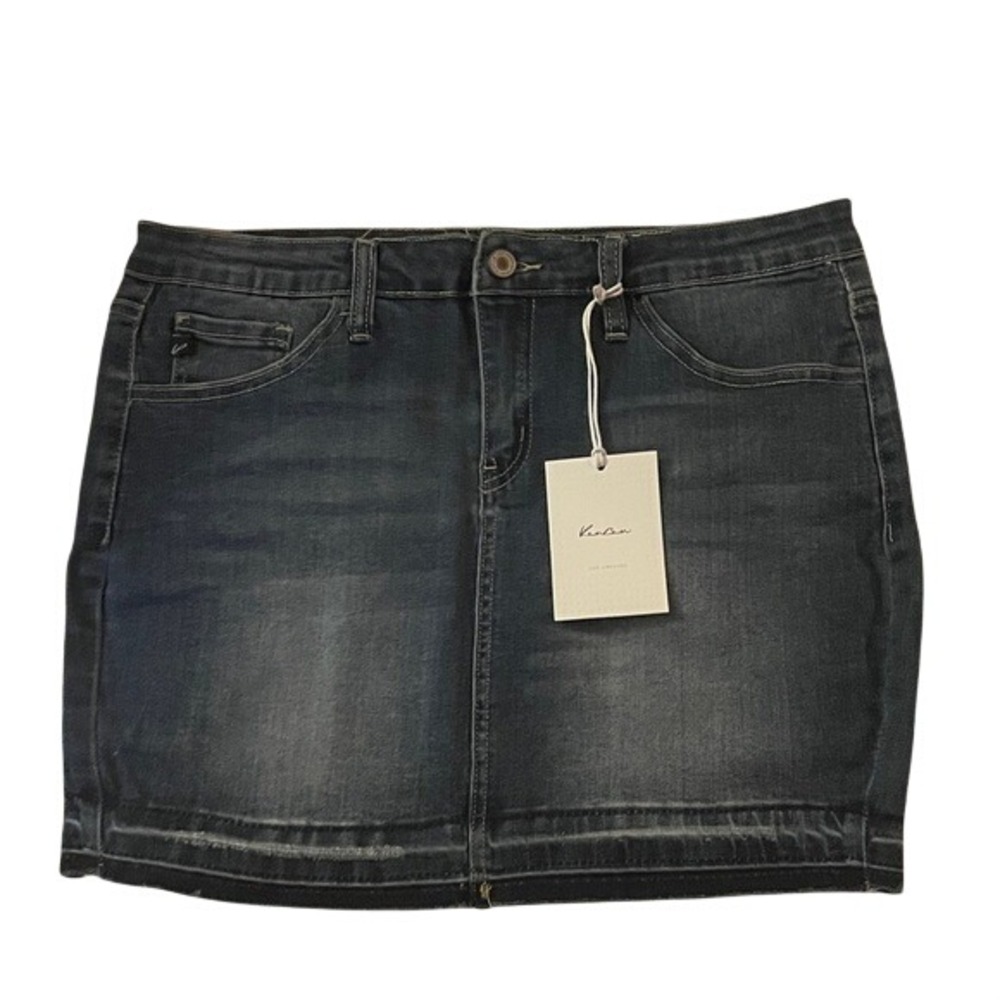 KanCan Denim Mini Skirt Dark Wash Frayed Hem Size‎ 11/29 New With Tags